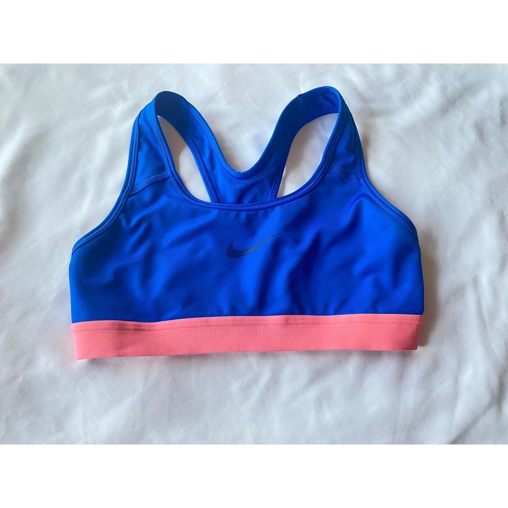 Nike Women Colorblock Racerback Y2K Sports Bra Size XS Blue Pink Athleisure